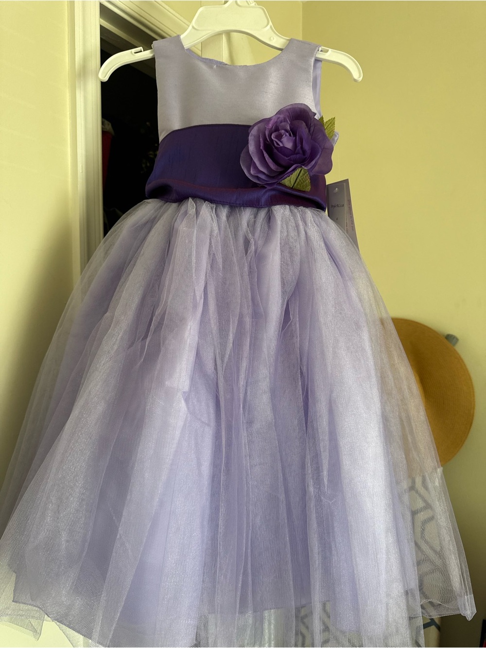 NWT Girls' Lavender Tulle Flower-Accent Formal Dress